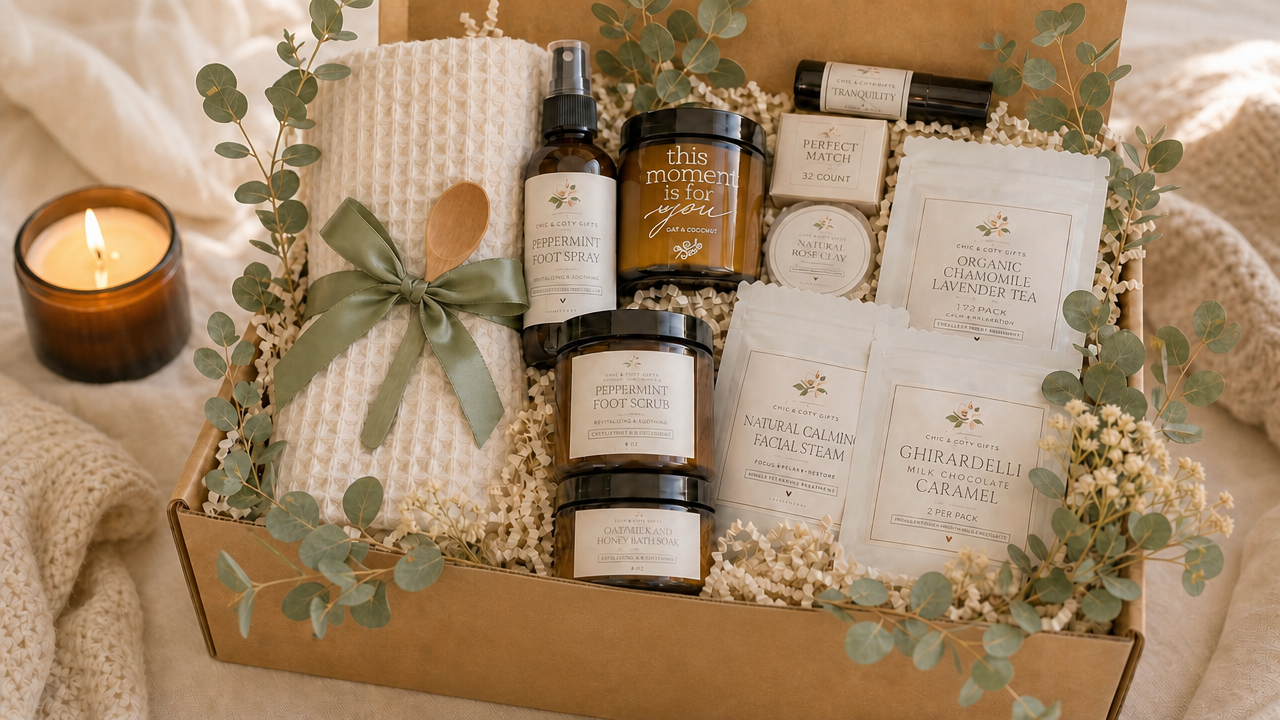 Luxury Spa Gift Box for Women | Bath & Body Self Care Set | Relaxation Gift Basket | Birthday Wellness Gift