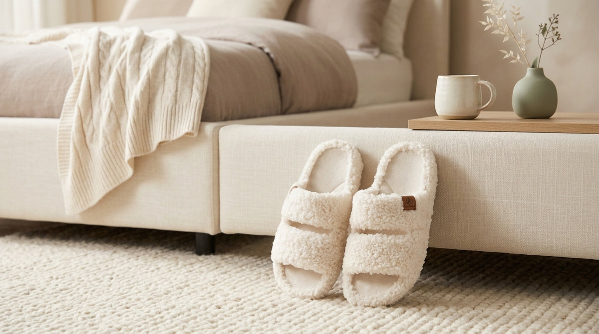 EverFoams Women’s Fuzzy Open-Toe Slippers