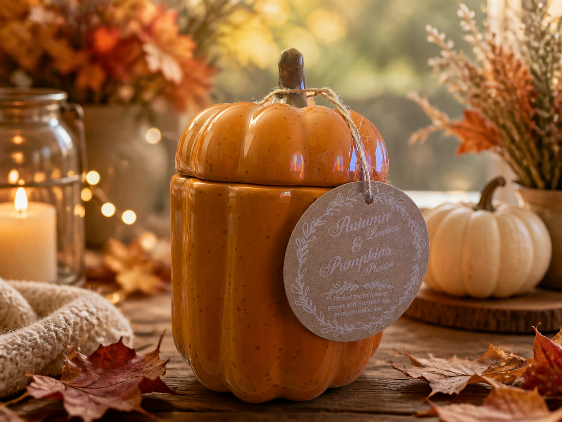 Autumn Leaves & Pumpkins  Candle | Cozy Fall Pumpkin Decor | Pumpkin Spice Home Accent